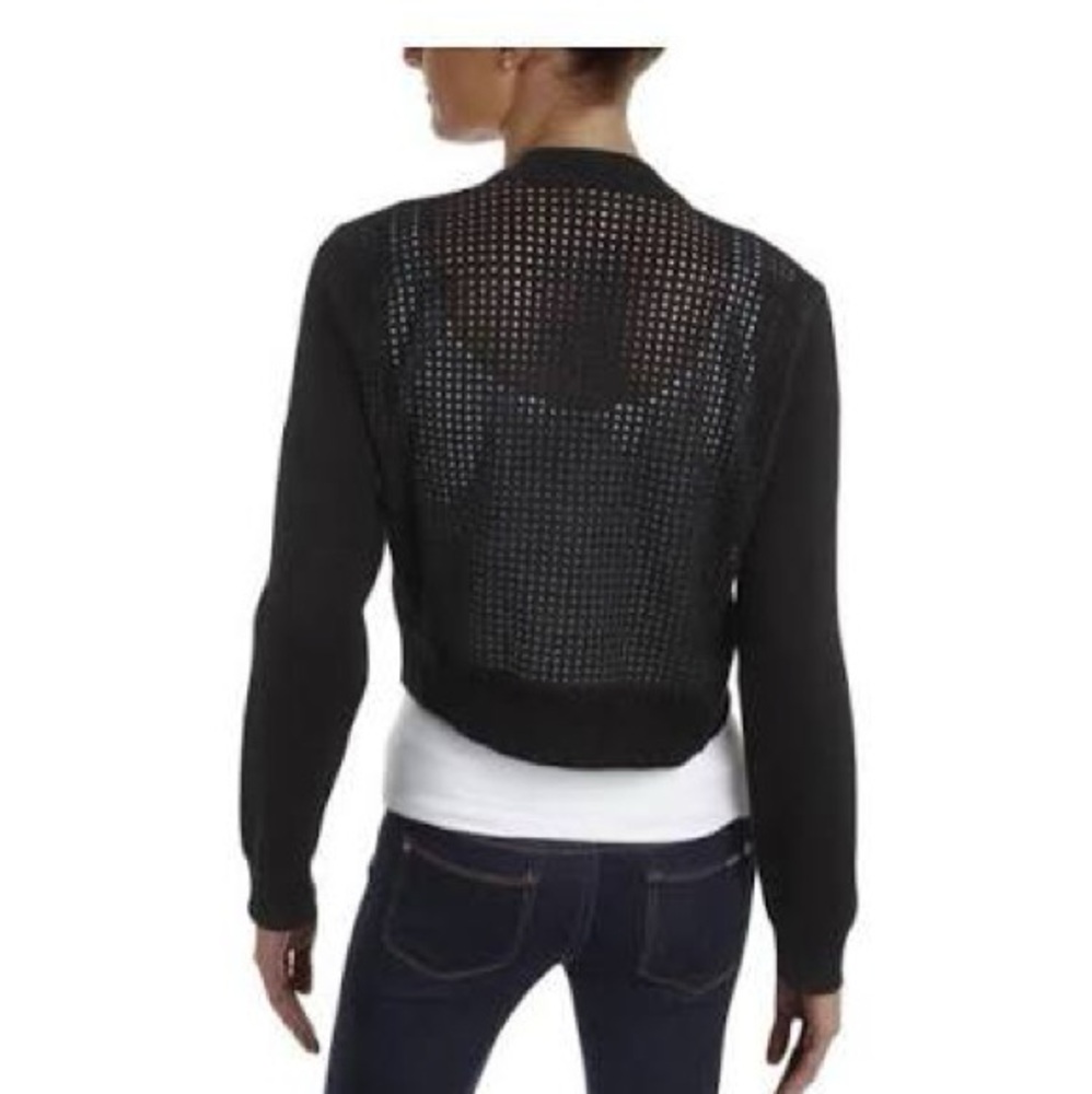 Tommy Hilfiger Black Openwork Knit Cropped Cardigan